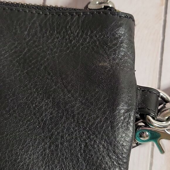 DAY & MOOD PINE CLUTCH BLACK DISTRESSED LEATHER CLUTCH WRISTLET BAG - Picture 10 of 12